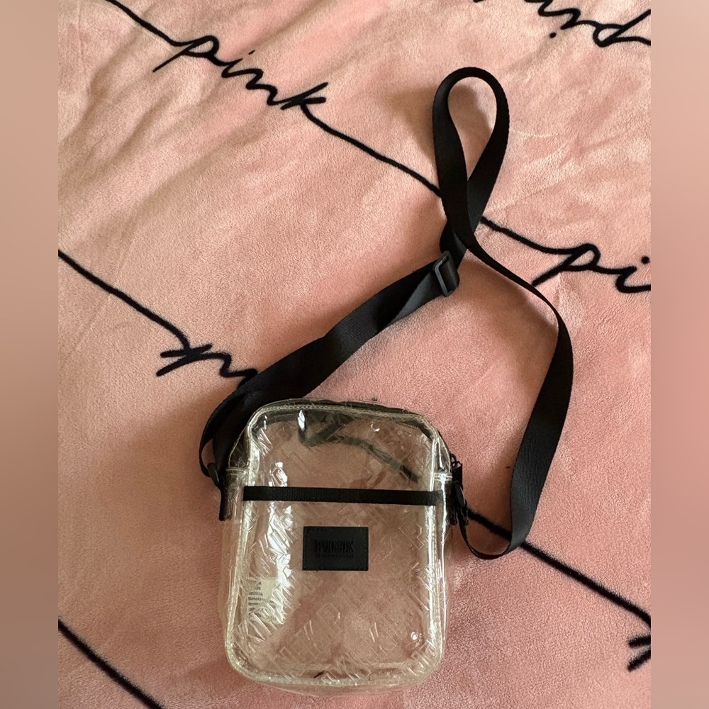 Clear Crossbody Bag with Black Strap Victoria secret pink